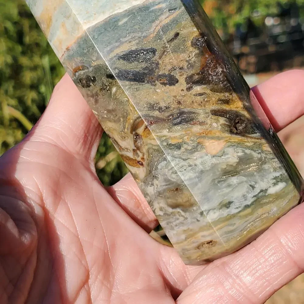 Ocean Jasper Green Sea Crystal Tower Point 320 grams